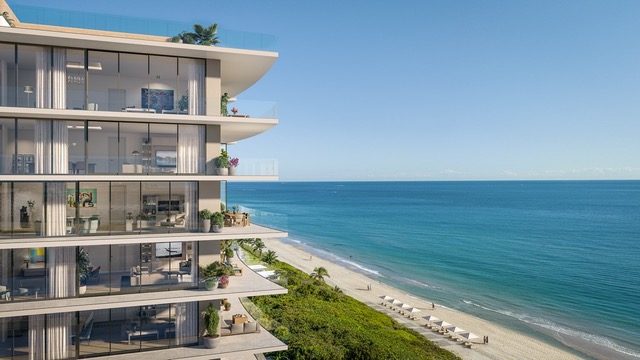 Residences Hillsboro Beach balconies above the ocean